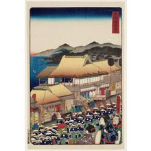 Utagawa Kunisada: Kanagawa, from the series Scenes of Famous Places along the Tôkaidô Road (Tôkaidô meisho fûkei), also known as the Processional Tôkaidô (Gyôretsu Tôkaidô), here called Tôkaidô - Museum of Fine Arts