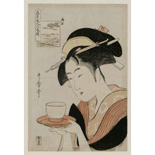 喜多川歌麿: Appearing Again: Naniwaya Okita (Saishutsu Naniwaya Okita), from the series Renowned Beauties Compared to the Six Poetic Immortals (Kômei bijin rokkasen) - ボストン美術館