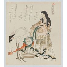 Totoya Hokkei: Chinese sage and crane, from the series Lives of the Immortals (Ressenden bangumi) - Museum of Fine Arts