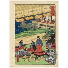 Utagawa Yoshimori: Kyoto: Preparing to Go Out (Kyôto, oidetachi), from the series Scenes of Famous Places along the Tôkaidô Road (Tôkaidô meisho fûkei), also known as the Processional Tôkaidô (Gyôretsu Tôkaidô) - Museum of Fine Arts