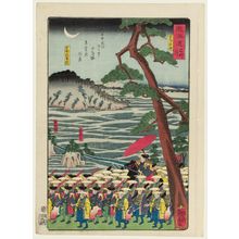 Utagawa Tsuyanaga: Shiratori Myôjin Shrine (Shiratori Myôjin), from the series Scenes of Famous Places along the Tôkaidô Road (Tôkaidô meisho fûkei), also known as the Processional Tôkaidô (Gyôretsu Tôkaidô), here called Tôkaidô meisho no uchi - ボストン美術館