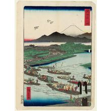 Utagawa Hiroshige II: Kawasaki, from the series Scenes of Famous Places along the Tôkaidô Road (Tôkaidô meisho fûkei), also known as the Processional Tôkaidô (Gyôretsu Tôkaidô), here called Tôkaidô - Museum of Fine Arts