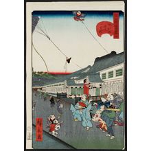Utagawa Hirokage: No. 10, Sakuma-chô outside Kanda (Soto Kanda Sakuma-chô), from the series Comical Views of Famous Places in Edo (Edo meisho dôke zukushi) - Museum of Fine Arts