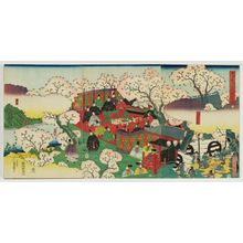 Utagawa Yoshimori: Lord Higashiyama Yoshimasa's Excursion to Yoshino (Higashiyama Yoshimasa kô Yoshino no yûran no zu) - ボストン美術館