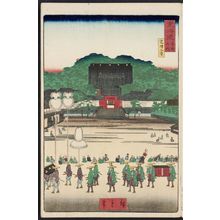 Utagawa Hiroshige II: Zôjô-ji Temple in Shiba (Shiba Zôjô-ji), from the series Scenes of Famous Places along the Tôkaidô Road (Tôkaidô meisho fûkei), also known as the Processional Tôkaidô (Gyôretsu Tôkaidô) - Museum of Fine Arts