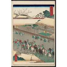 Utagawa Hiroshige II: Ômori, from the series Scenes of Famous Places along the Tôkaidô Road (Tôkaidô meisho fûkei), also known as the Processional Tôkaidô (Gyôretsu Tôkaidô), here called Tôkaidô meisho - Museum of Fine Arts