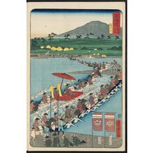 歌川芳虎: The Abe River (Abekawa), from the series Scenes of Famous Places along the Tôkaidô Road (Tôkaidô meisho fûkei), also known as the Processional Tôkaidô (Gyôretsu Tôkaidô), here called Tôkaidô meisho no uchi - ボストン美術館