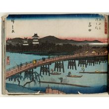 歌川広重: No. 34 - Yoshida: The Toyo River (Toyokawa), from the series The Tôkaidô Road - The Fifty-three Stations (Tôkaidô - Gojûsan tsugi no uchi) - ボストン美術館