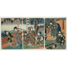 Utagawa Kunisada II: Visiting the Tenmangû Shrine (Tenmangû sankei no zu) - Museum of Fine Arts