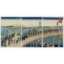 歌川芳虎: View of the Eitai Bridge in the Eastern Capital (Tôto Eitai-bashi fûkei no zu) - ボストン美術館