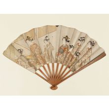 Suzuki Harunobu: Fan made from fragments of two prints - Museum of Fine Arts
