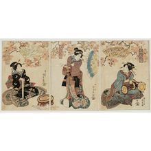 Utagawa Kunisada, 歌川国貞 (Utagawa Kunisada I (Toyokuni III))による浮世絵「Three Girls (Sannin musume)」