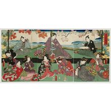 歌川国貞: Assortment of Ladies for His Lordship, an Imaginary Scene (Tonoko mitate hime soroe) - ボストン美術館