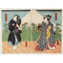 Utagawa Kunisada: Actors Nakamura Fukusuke I as Koshimoto Okaru (R) and Ichikawa Ichizô III as Hayano Kanpei (L) - Museum of Fine Arts