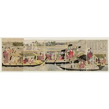 細田栄之: Pleasure Boats on the Sumida River under Shin-Ôhashi Bridge - ボストン美術館