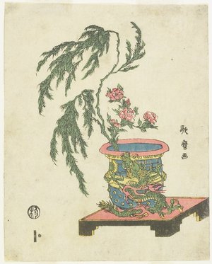 Kitagawa Utamaro: Peony and Willow in Dragon Pot - Minneapolis Institute of Arts 