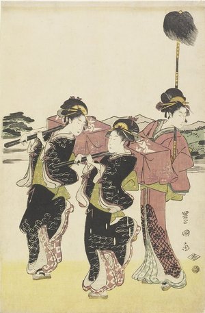 歌川豊国: Oiran (High-class Courtesan) Travelling as a Mitate of Daimyo Procession - ミネアポリス美術館