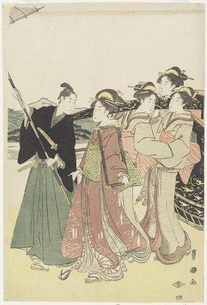 Utagawa Toyokuni I: Oiran(High-class Courtesan) Travelling as a Mitate of Daimyo Procession - Minneapolis Institute of Arts 