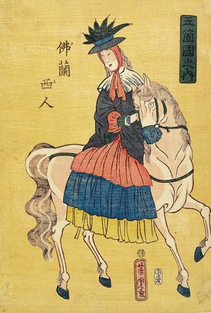 Utagawa Yoshitora: French Lady on Horseback - Minneapolis Institute of Arts 