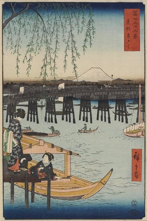 歌川広重: Ryogoku Bridge in Edo - ミネアポリス美術館