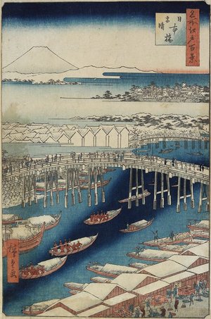 Utagawa Hiroshige: Clear Weather After Snow, Nihonbashi Bridge - Minneapolis Institute of Arts 