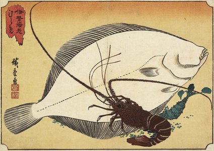 Utagawa Hiroshige: Spiny Lobster and Flounder - Minneapolis Institute of Arts 