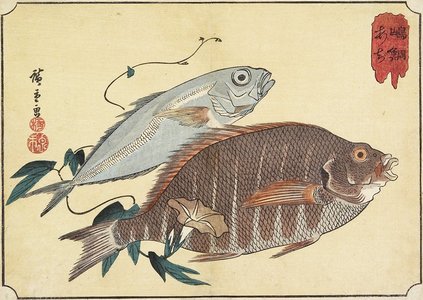 Utagawa Hiroshige: Striped Snapper and Horse Mackerel - Minneapolis Institute of Arts 