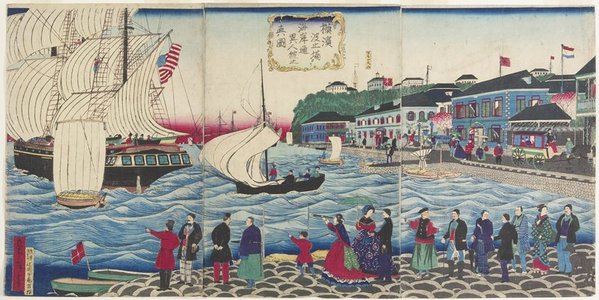 Utagawa Hiroshige III: View of Foreigners' Houses on the Beach Street Seen From Yokohama Port - Minneapolis Institute of Arts 