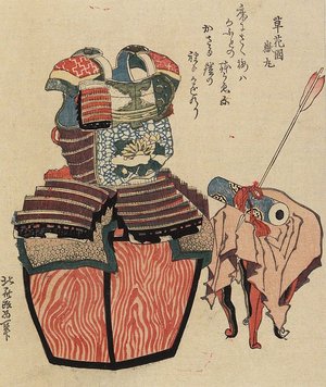 Katsushika Hokusai: Warrior's Armour and Arrow Through Scroll - Minneapolis Institute of Arts 
