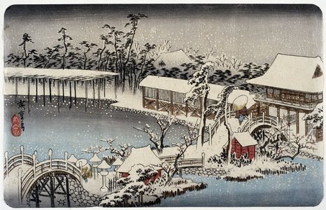歌川広重: Snow at the Shrine Ground of Kameido Tenman - ミネアポリス美術館
