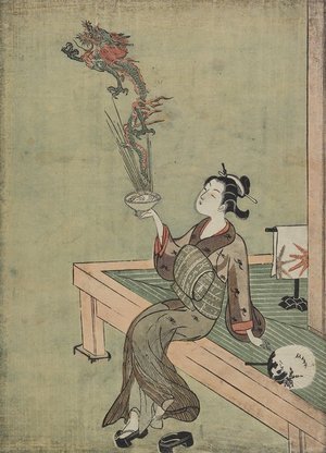 Suzuki Harunobu: Woman Likened to Chinese Hermit Handling Dragon - Minneapolis Institute of Arts 