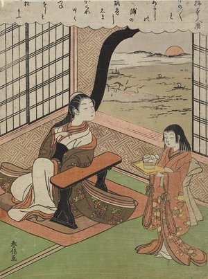 鈴木春信: Illustration of a Poem by Kakinomoto Hitomaro - ミネアポリス美術館