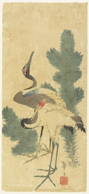 Katsushika Taito II: Two Cranes and Pine Branches - Minneapolis Institute of Arts 