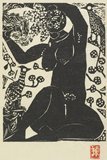 Munakata Shiko: Untitled (nude woman and two birds) - Minneapolis Institute of Arts 