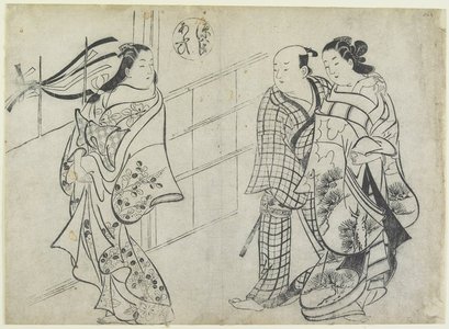 Okumura Masanobu: Two Women and a Man as Mitate of the Aoi's Story from the Tale of Genji - Minneapolis Institute of Arts 
