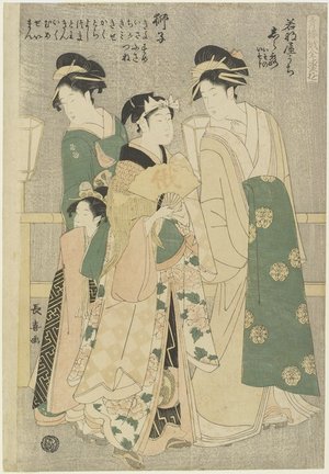 長喜: Three Courtesans of Wakafune?-ya House: Shiratsuyu, Isono and Isoji - ミネアポリス美術館