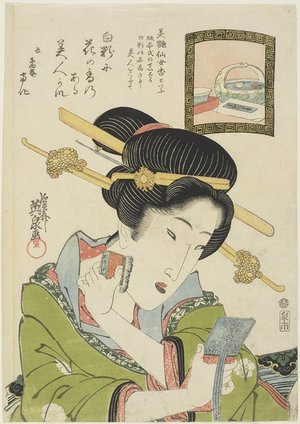 Keisai Eisen: Woman Putting on Face Powder - Minneapolis Institute of Arts 