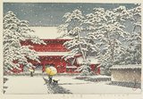 川瀬巴水: Snow at Zojoji Temple - ミネアポリス美術館