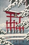 川瀬巴水: Snow at Miyajima Shrine - ミネアポリス美術館