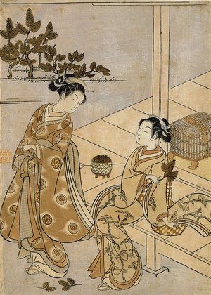 Suzuki Harunobu: (Two Girls and Pine Needles) - Minneapolis Institute of Arts 