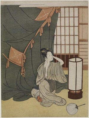 鈴木春信: Yong Woman outside of a Mosquito Net - ミネアポリス美術館
