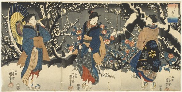歌川国芳: Plum Blossoms in the Evening Snow - ミネアポリス美術館