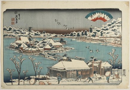 渓斉英泉: Evening Snow at Shinobugaoka - ミネアポリス美術館