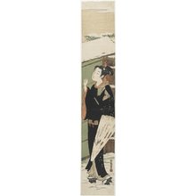 Isoda Koryusai: Young Man at a Gate as a Mitate of the Kabuki Play Women's Version of 