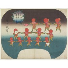 Utagawa Hiroshige, 歌川広重 (Utagawa Hiroshige)による浮世絵「"Lantern Plants as Mitate of Children at Play"」