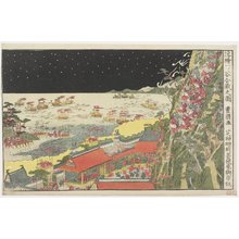 歌川豊国: Pesrpective Print: Battle Scene at Ichinotani - ミネアポリス美術館