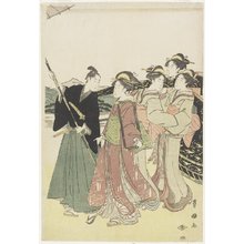 Utagawa Toyokuni I: Oiran(High-class Courtesan) Travelling as a Mitate of Daimyo Procession - Minneapolis Institute of Arts 