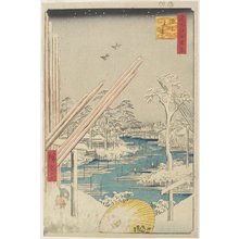 Utagawa Hiroshige, 歌川広重 (Utagawa Hiroshige)による浮世絵「Lumberyard in Fukagawa」