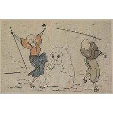 葛飾北斎: Two Blind Men and Snowman - ミネアポリス美術館