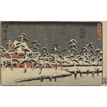 Utagawa Hiroshige, 歌川広重 (Utagawa Hiroshige)による浮世絵「Snow View of Zojoji Temple at Shiba」